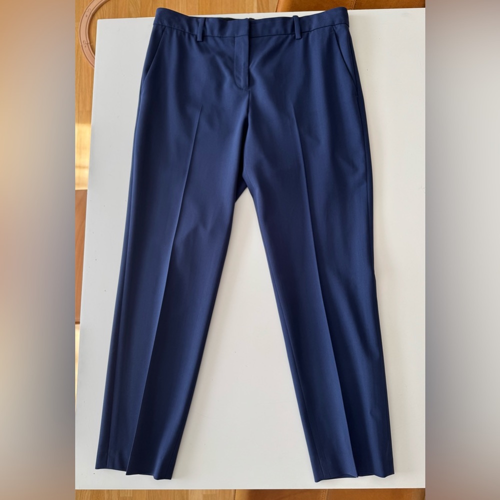 Theory Treeca 2 Wool Bistretch City Boho Slim Cropped Pants Navy Blue 6